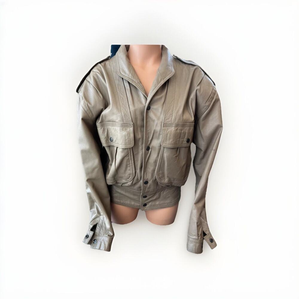 VTG Philippe Monet Men's Leather Bomber Jacket Size 36 Small